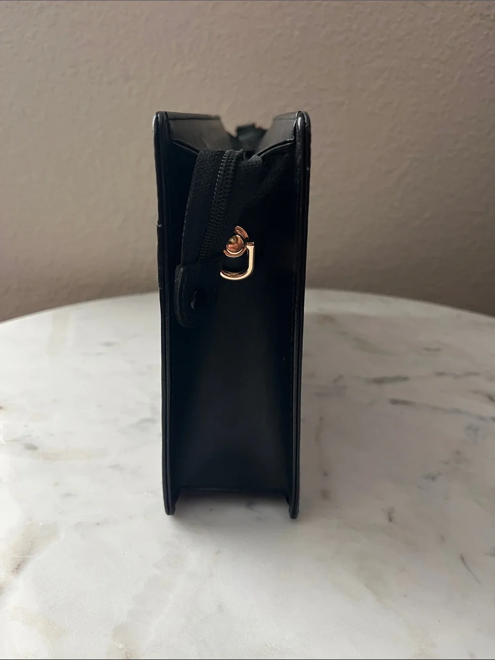 Dunhill Black Leather Wristlet Clutch with Gold Accent